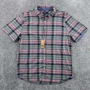 NWT Sperry Shirt Men's Large Pink Plaid Short Sleeve Button Down MSRP $68